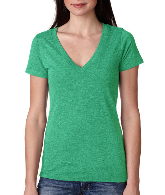 Tri Blend Deep V Neck Shirts Next Level 6740 Ladies Short Sleeve